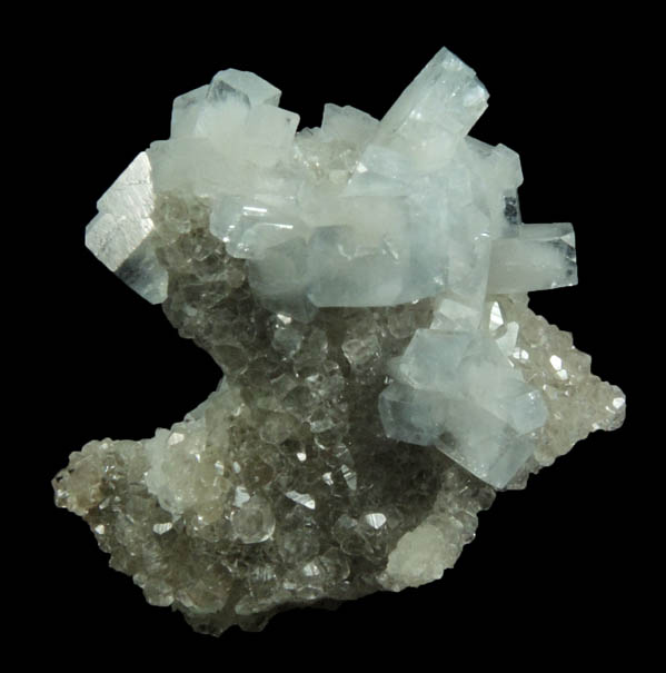 Celestine over Calcite from Meckley's Quarry, 1.2 km south of Mandata, Northumberland County, Pennsylvania