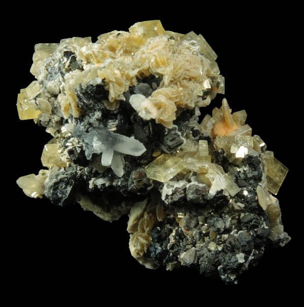 Barite over Quartz, Pyrite, Sphalerite from 120 Stope, 1250 Level, Black Cloud Mine, Leadville District, Lake County, Colorado