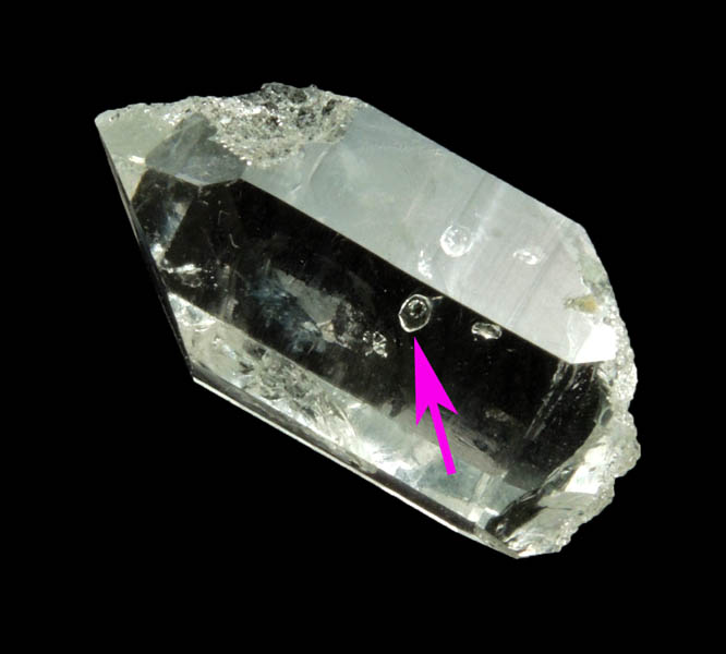 Quartz var. Herkimer Diamond (with fluid-solid bubble inclusion) from Hickory Hill Diamond Diggings, Fonda, Montgomery County, New York