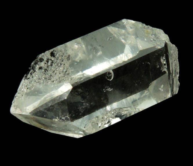 Quartz var. Herkimer Diamond (with fluid-solid bubble inclusion) from Hickory Hill Diamond Diggings, Fonda, Montgomery County, New York