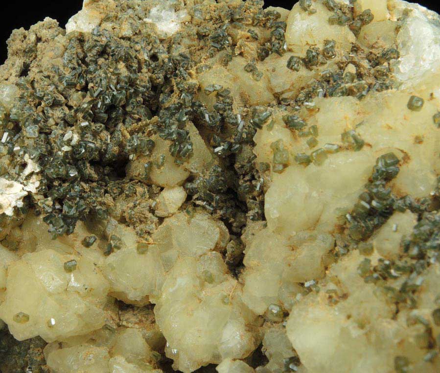 Apophyllite with Chlorite inclusions on Datolite with minor Pyrite from Millington Quarry, Bernards Township, Somerset County, New Jersey
