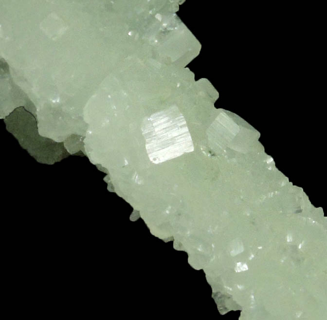 Apophyllite on Prehnite pseudomorphs after Laumontite from Mumbai District, Maharashtra, India