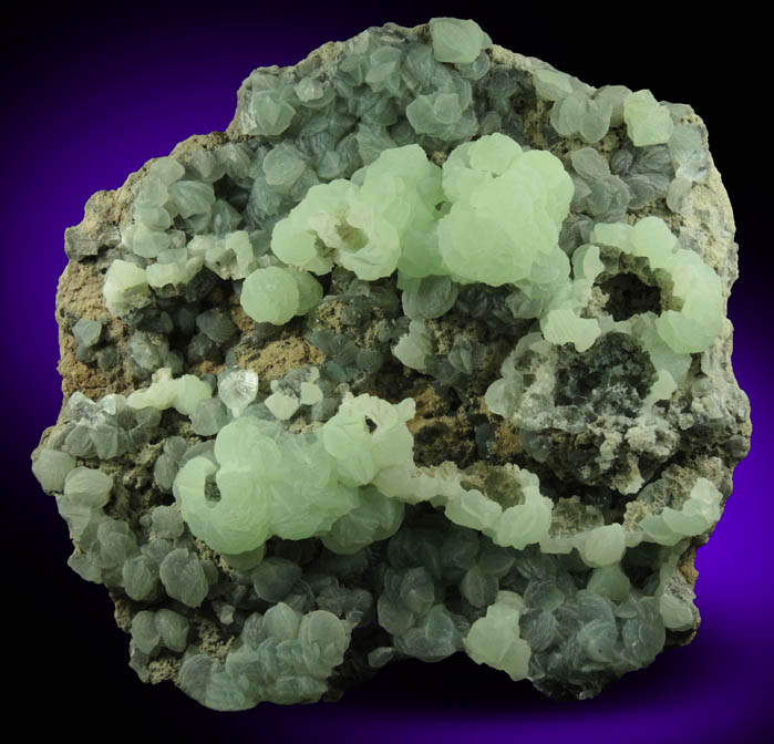 Prehnite with pseudomorphic molds after Laumontite from Fawn Drive, Livingston, Essex County, New Jersey