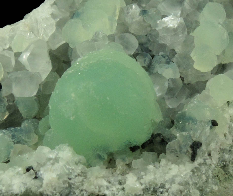 Prehnite on Calcite with Babingtonite-Chlorite from Upper New Street Quarry, Paterson, Passaic County, New Jersey