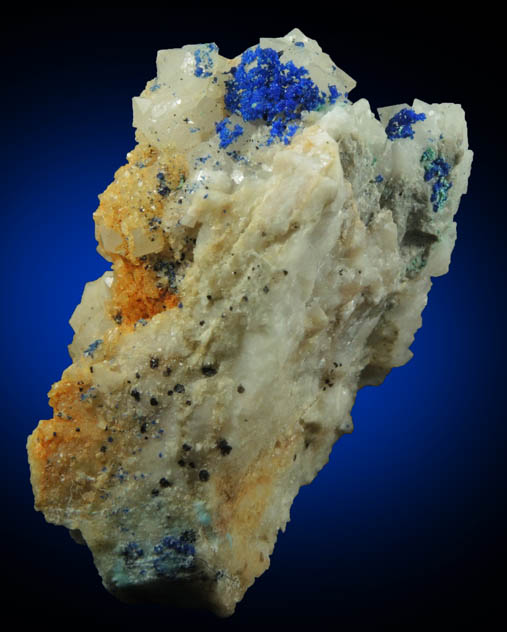 Azurite on Quartz with minor Calcite, Dolomite, Malachite from St. Gertraudi, Brixlegg, Nordtirol, Austria