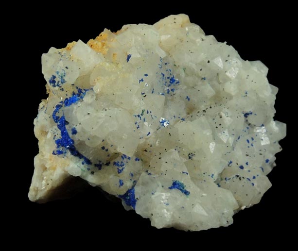 Azurite on Quartz with minor Calcite, Dolomite, Malachite from St. Gertraudi, Brixlegg, Nordtirol, Austria