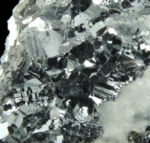 Galena in marble from Lime Crest Quarry (Limecrest), Sussex Mills, 4.5 km northwest of Sparta, Sussex County, New Jersey