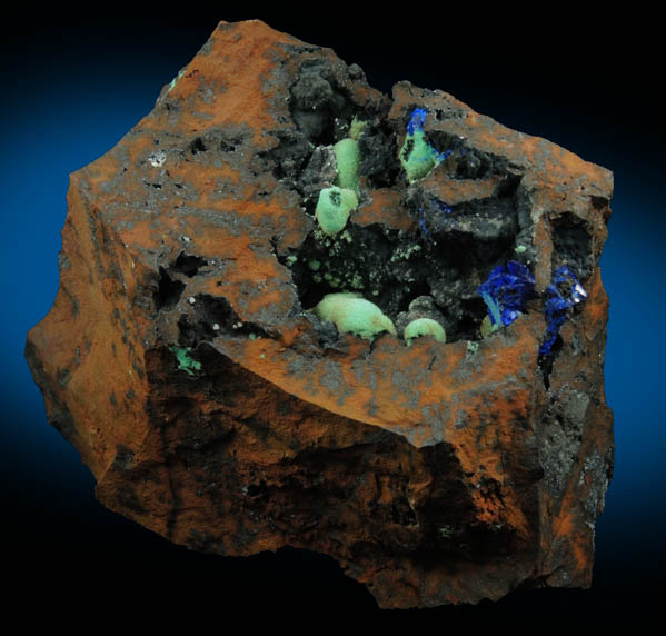 Azurite and Malachite from Morenci Mine, 4750' Level, Lone Star Area, Clifton District, Greenlee County, Arizona