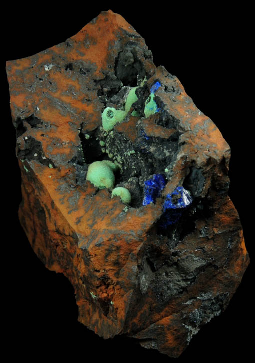 Azurite and Malachite from Morenci Mine, 4750' Level, Lone Star Area, Clifton District, Greenlee County, Arizona