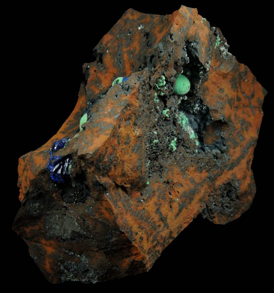 Azurite and Malachite from Morenci Mine, 4750' Level, Lone Star Area, Clifton District, Greenlee County, Arizona