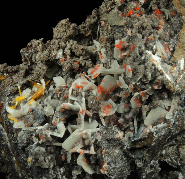Quartz pseudomorphs after Wulfenite with Vanadinite and Wulfenite from Finch Mine, north of Hayden, Banner District, Gila County, Arizona