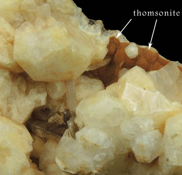 Analcime and Stilbite on Thomsonite from North Table Mountain, Golden, Jefferson County, Colorado