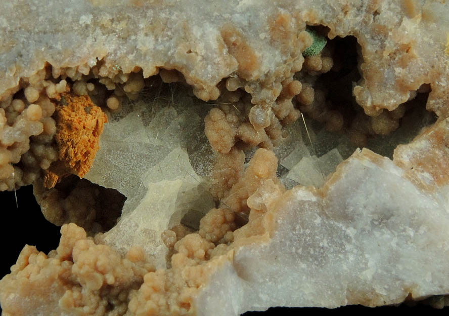 Millerite in Quartz Geode from US Route 27 road cut, Halls Gap, Lincoln County, Kentucky