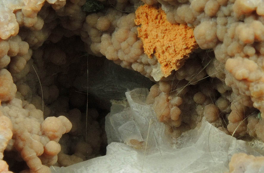 Millerite in Quartz Geode from US Route 27 road cut, Halls Gap, Lincoln County, Kentucky