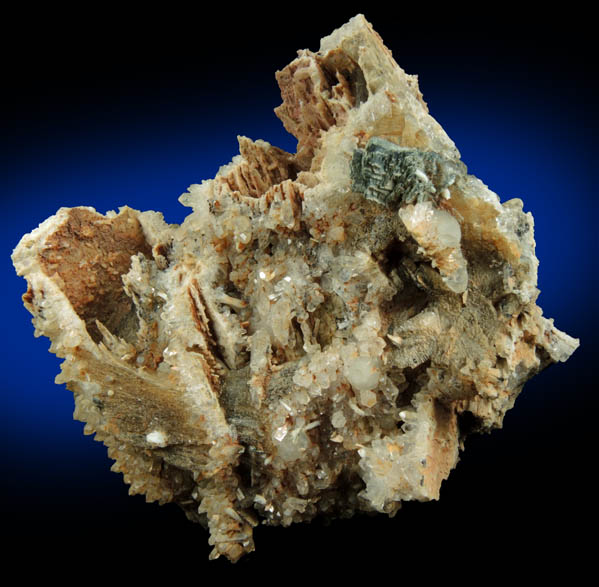 Quartz pseudomorphs after Anhydrite with Babingtonite and Stilbite from Prospect Park Quarry, Prospect Park, Passaic County, New Jersey