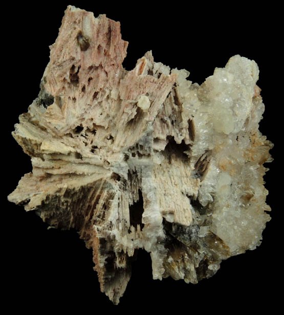 Quartz pseudomorphs after Anhydrite with Babingtonite and Stilbite from Prospect Park Quarry, Prospect Park, Passaic County, New Jersey