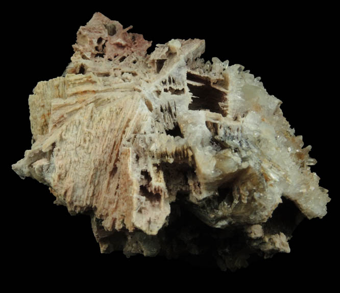 Quartz pseudomorphs after Anhydrite with Babingtonite and Stilbite from Prospect Park Quarry, Prospect Park, Passaic County, New Jersey