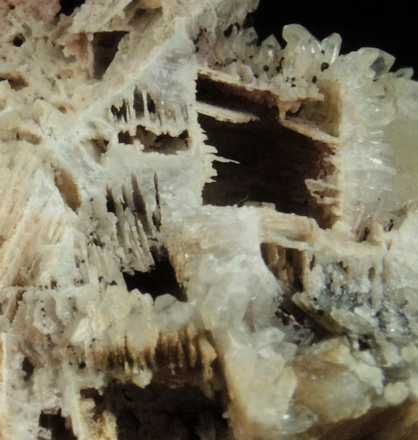 Quartz pseudomorphs after Anhydrite with Babingtonite and Stilbite from Prospect Park Quarry, Prospect Park, Passaic County, New Jersey