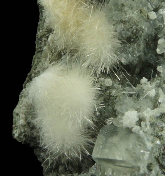 Natrolite on Calcite from Millington Quarry, Bernards Township, Somerset County, New Jersey