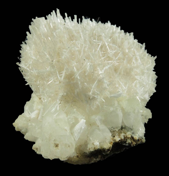 Natrolite over Calcite and Prehnite from Upper New Street Quarry, Paterson, Passaic County, New Jersey