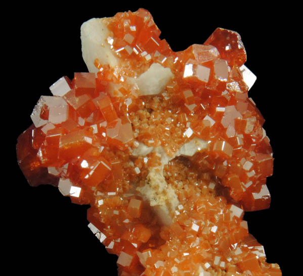 Vanadinite on Barite from Mibladen, Haute Moulouya Basin, Zeida-Aouli-Mibladen belt, Midelt Province, Morocco