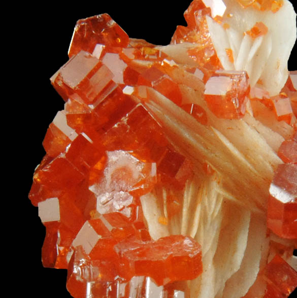 Vanadinite on Barite from Mibladen, Haute Moulouya Basin, Zeida-Aouli-Mibladen belt, Midelt Province, Morocco