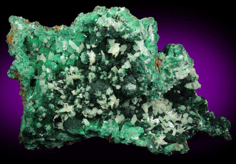 Cerussite (twinned crystals) on Malachite from Qaleh-Zari Mine, Nehbandan, South Khorasan, Iran