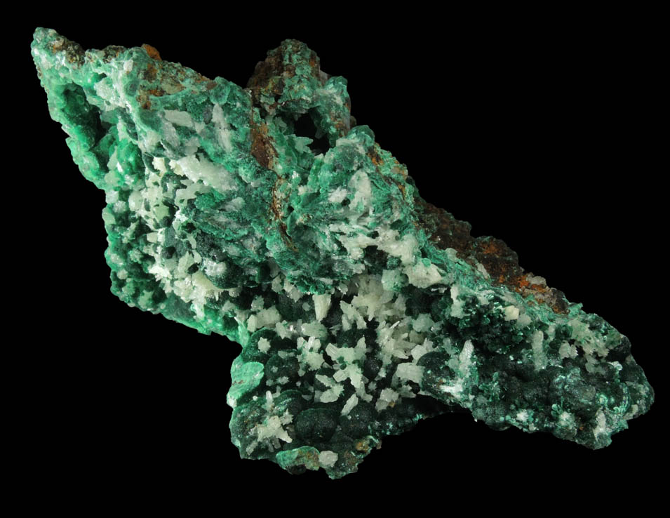 Cerussite (twinned crystals) on Malachite from Qaleh-Zari Mine, Nehbandan, South Khorasan, Iran