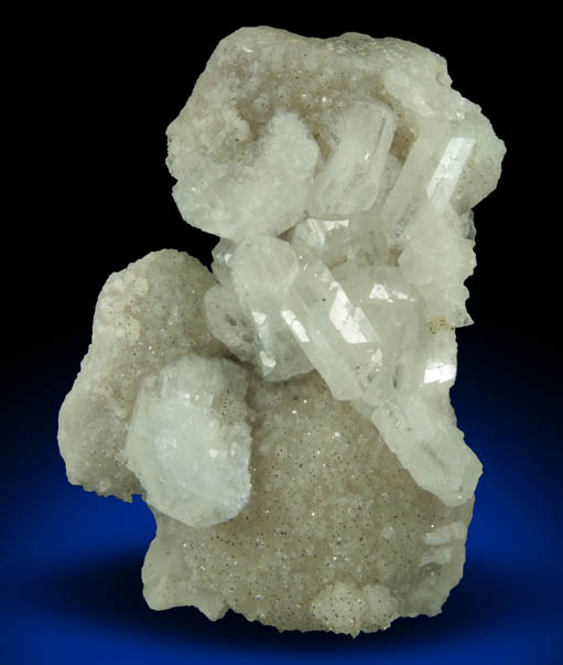Apophyllite and Pyrite over Datolite from Millington Quarry, State Pit, Bernards Township, Somerset County, New Jersey