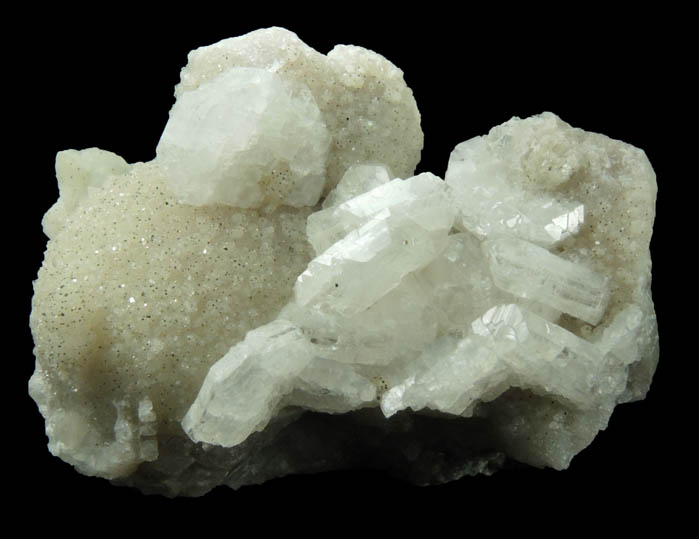 Apophyllite and Pyrite over Datolite from Millington Quarry, State Pit, Bernards Township, Somerset County, New Jersey