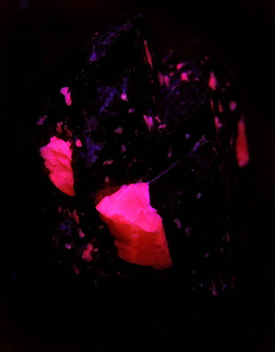 Fluoro-richterite (Fluororichterite) with Calcite from Wilberforce, Haliburton County, Ontario, Canada