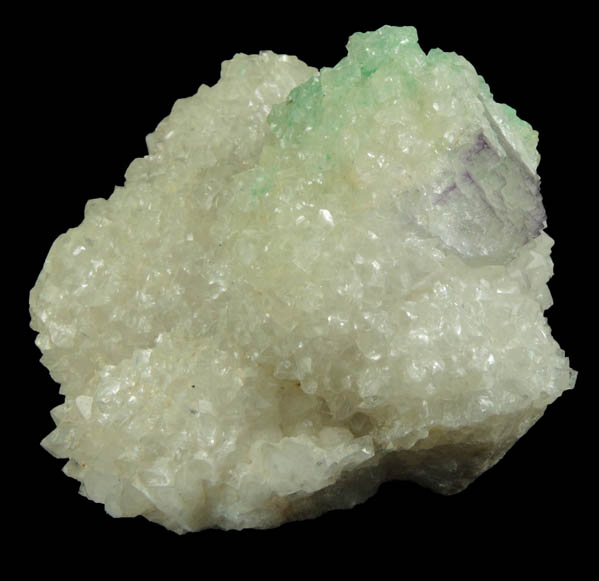 Calcite with Brochantite inclusions over Fluorite from Ora Mine, Hansonburg District, 8.5 km south of Bingham, Socorro County, New Mexico