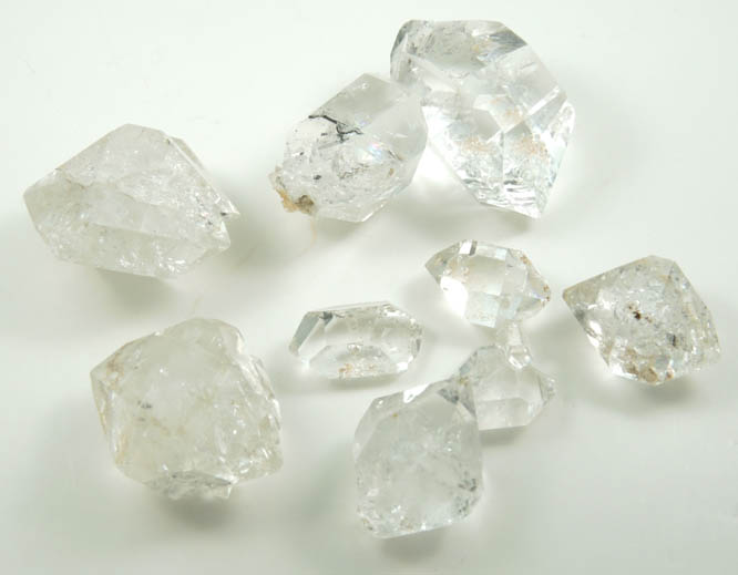 Quartz var. Herkimer Diamonds (set of 8 crystals) from Diamond Acres (Hastings Farm), Fonda, Montgomery County, New York