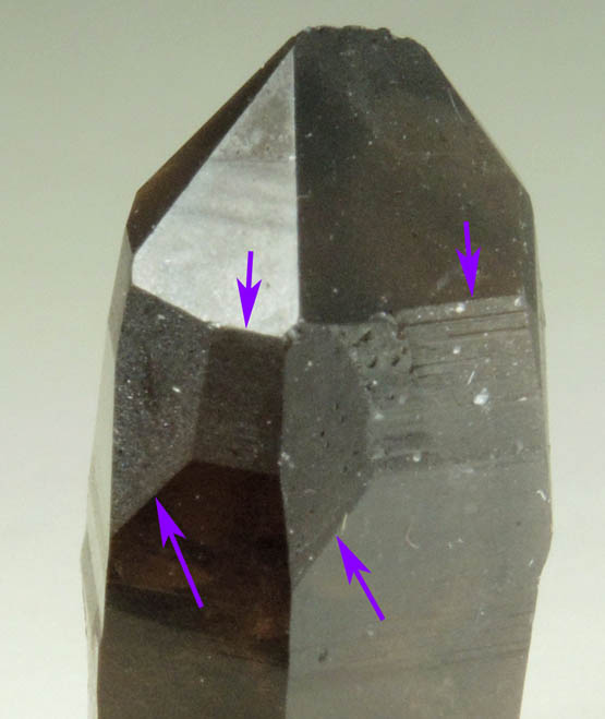 Quartz var. Smoky Quartz (with rare crystal faces) Dauphin Law Twin from Lake George District, Park County, Colorado