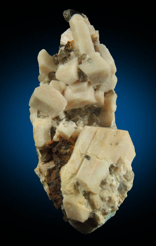 Microcline with Smoky Quartz and Siderite from Ossipee Gulch (Raccoon Gulch), Folsom Brook, Center Ossipee, Carroll County, New Hampshire