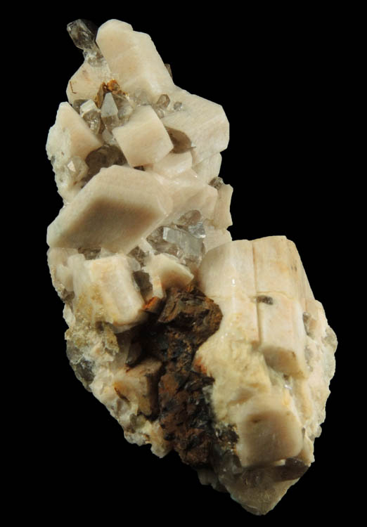 Microcline with Smoky Quartz and Siderite from Ossipee Gulch (Raccoon Gulch), Folsom Brook, Center Ossipee, Carroll County, New Hampshire
