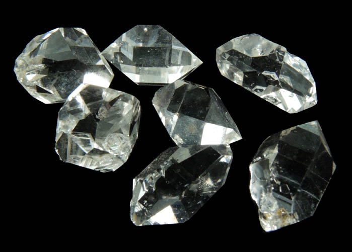 Quartz var. Herkimer Diamonds (set of 7 crystals) from Hickory Hill Diamond Diggings, Fonda, Montgomery County, New York