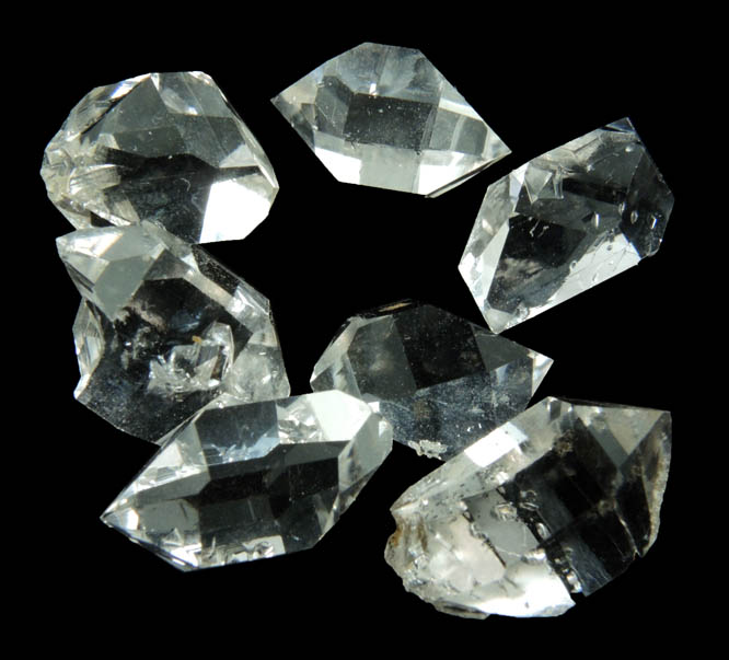 Quartz var. Herkimer Diamonds (set of 7 crystals) from Hickory Hill Diamond Diggings, Fonda, Montgomery County, New York