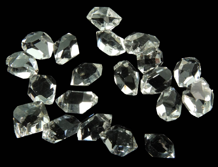 Quartz var. Herkimer Diamonds (set of 20 crystals) from Hickory Hill Diamond Diggings, Fonda, Montgomery County, New York