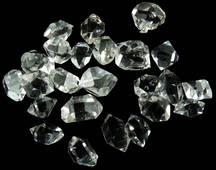 Quartz var. Herkimer Diamonds (set of 24 crystals) from Hickory Hill Diamond Diggings, Fonda, Montgomery County, New York