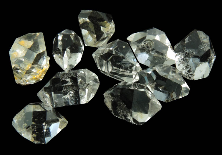 Quartz var. Herkimer Diamonds (set of 10 crystals) from Hickory Hill Diamond Diggings, Fonda, Montgomery County, New York