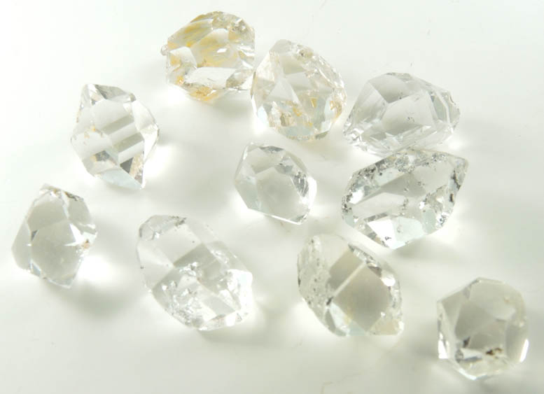 Quartz var. Herkimer Diamonds (set of 10 crystals) from Hickory Hill Diamond Diggings, Fonda, Montgomery County, New York