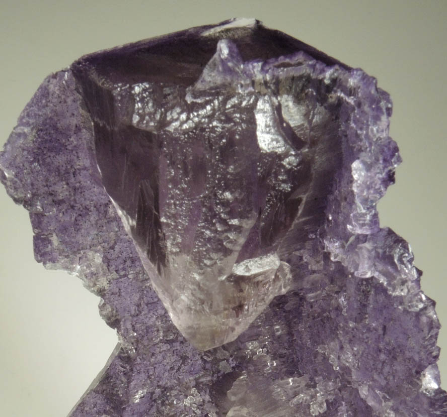 Fluorite with etched sector-zoned interior from Elmwood Mine, Carthage, Smith County, Tennessee