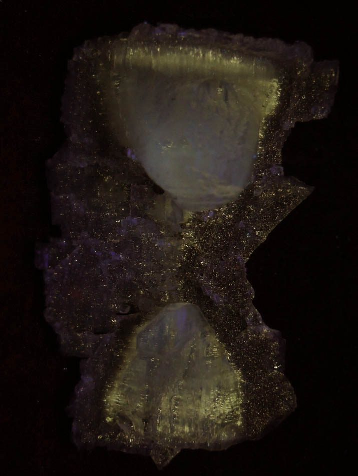 Fluorite with etched sector-zoned interior from Elmwood Mine, Carthage, Smith County, Tennessee