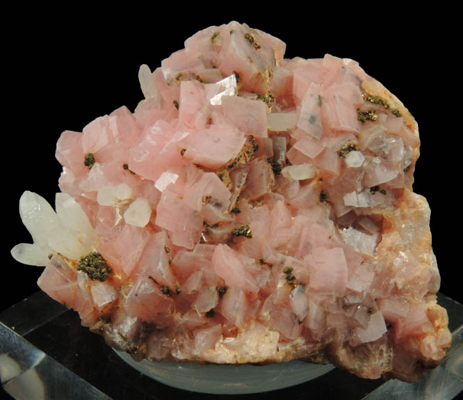 Rhodochrosite with Quartz and Chalcopyrite from Emma Mine, Butte District, Silver Bow County, Montana