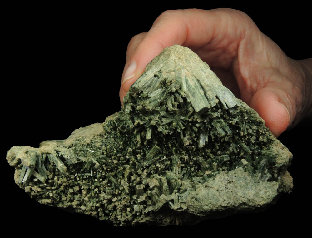 Actinolite pseudomorphs after Diopside (Uralite) from Calumet Mine, 12 km NNE of Salida, Chaffee County, Colorado