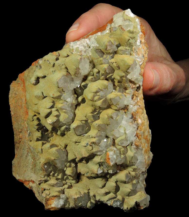 Pyromorphite over Quartz from Brookdale Mine, Phoenixville District, Chester County, Pennsylvania