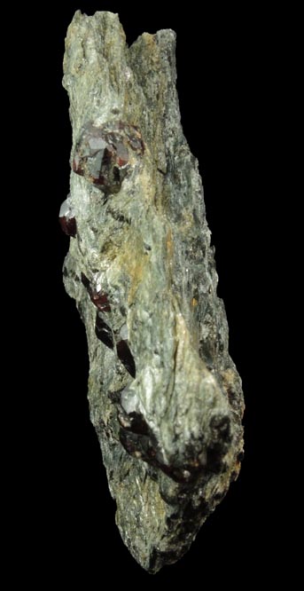 Almandine Garnet in schist from Pipeline excavation, south of Diamond Lake, Glastonbury, Hartford County, Connecticut