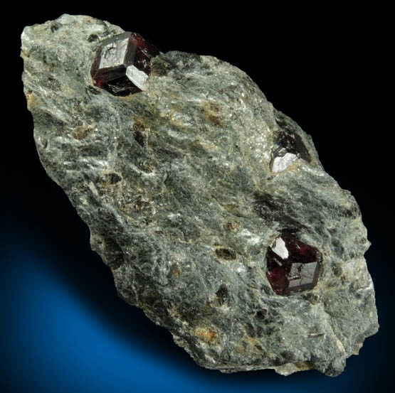 Almandine Garnet in schist from Pipeline excavation, south of Diamond Lake, Glastonbury, Hartford County, Connecticut