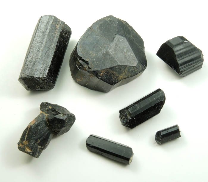 Schorl Tourmaline (set of seven terminated crystals) from Bald Mountain road cut, 9200' elevation, north of Idaho Springs, Clear Creek County, Colorado